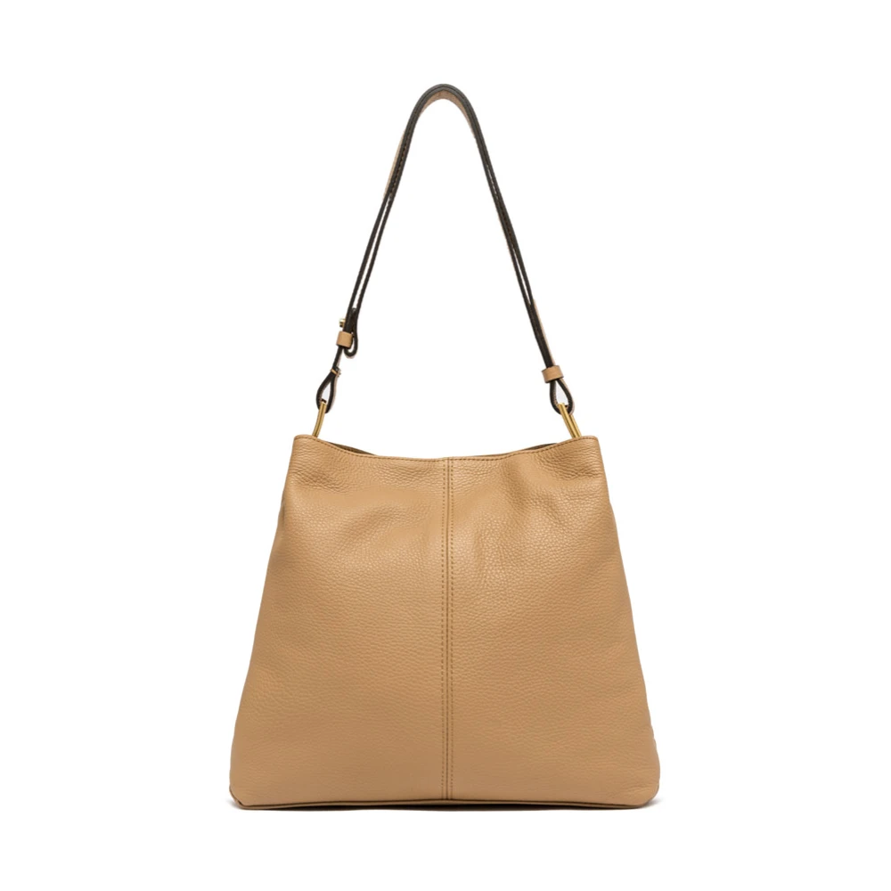 Gianni Chiarini Leila läder axelväska med minimala linjer Beige, Dam