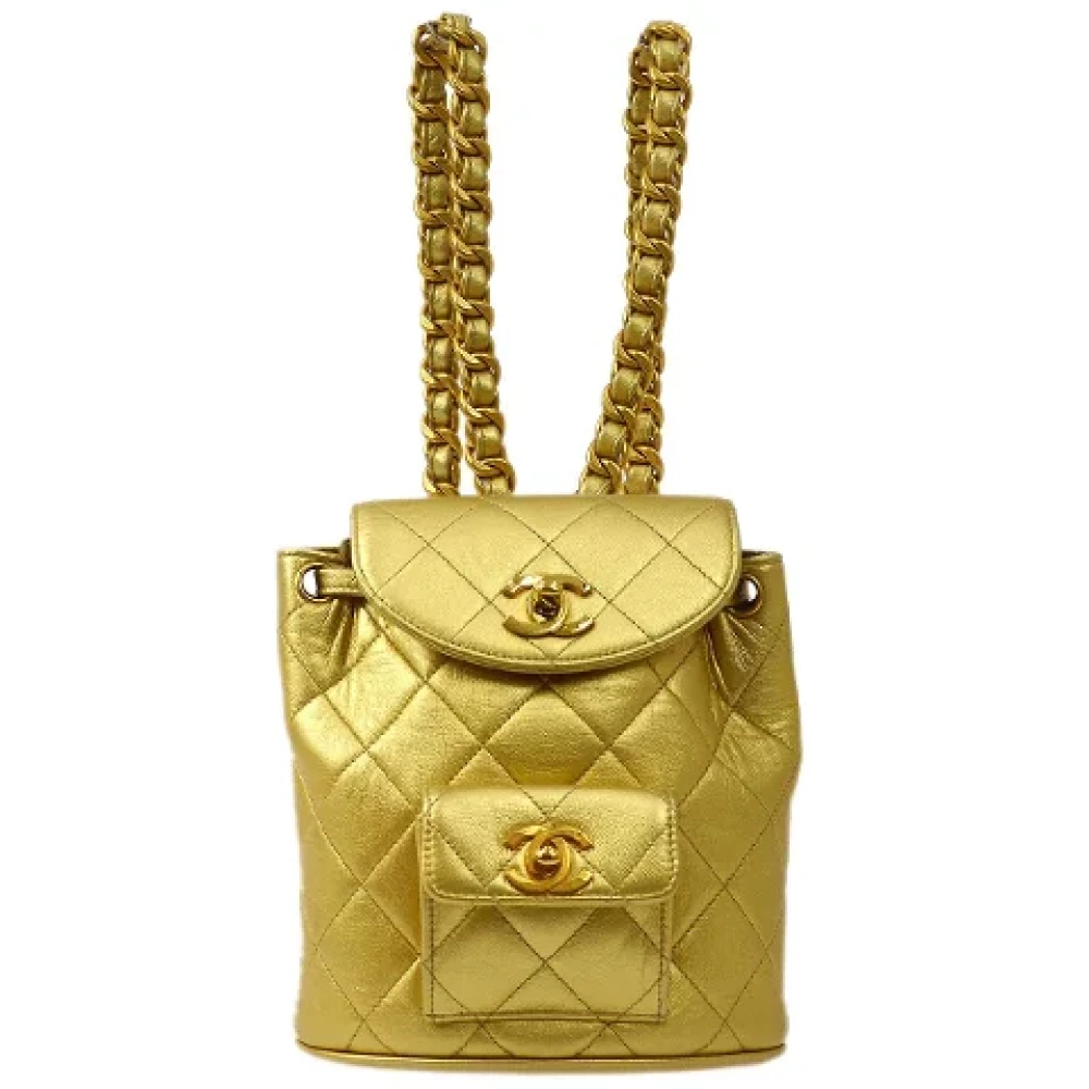 Chanel Vintage Pre-owned Leather backpacks Yellow Dames