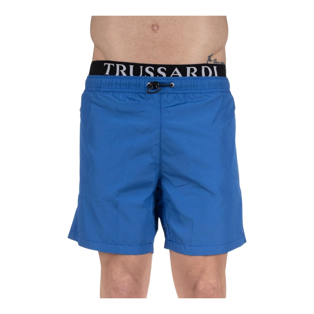 Trussardi Uomo Blu - Costume Da Bagno Sportivo Con Zip Ed Elastico - Swimwear - M