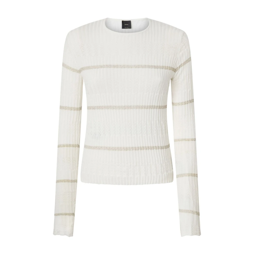 Pinko Women's White Elegant Jumper - Round-Neck Knitwear - M - Knitwear