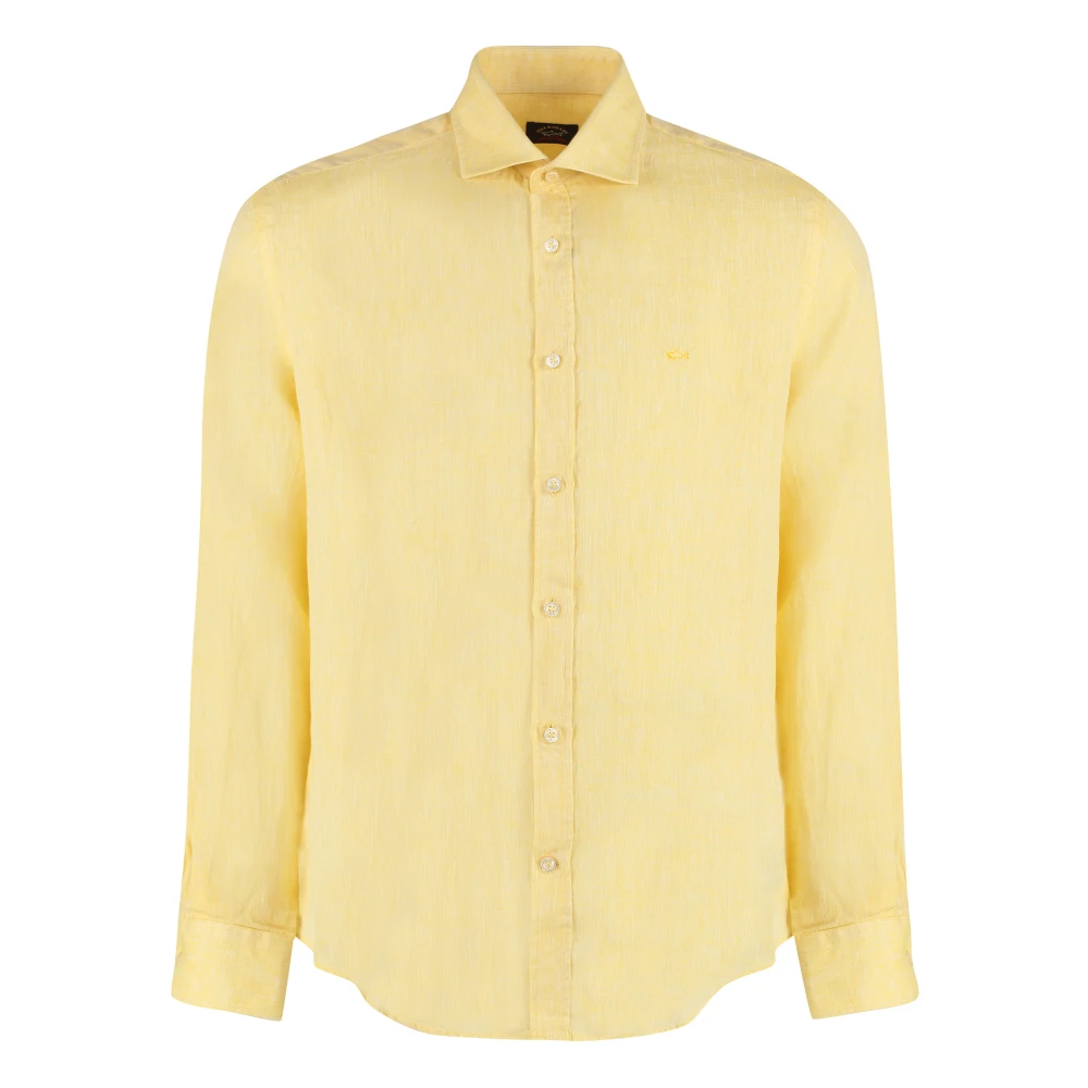 PAUL & SHARK Linnen Knoopshirt Yellow Heren