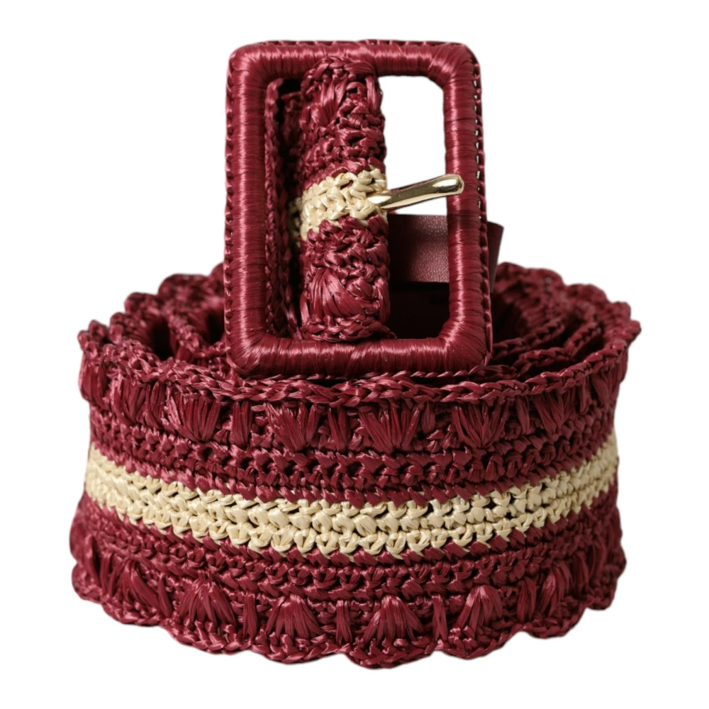 Dolce & Gabbana Maroon Elegance Canvas Taille Riem Brown Dames