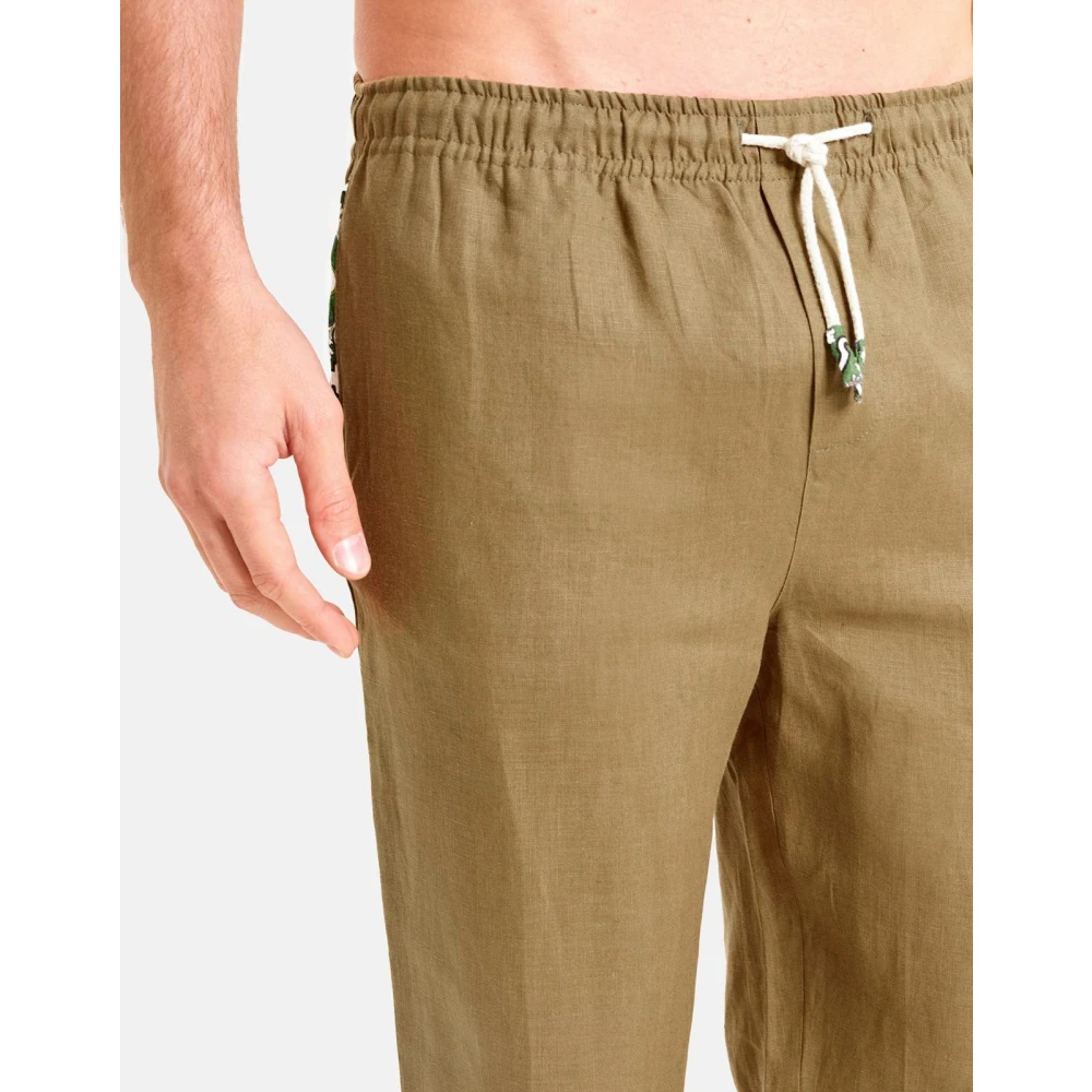 Peninsula Klassieke en Verfijnde Linnen Broek Green Heren
