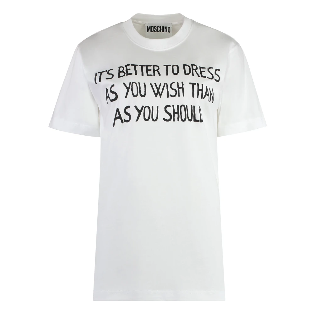 Moschino Katoenen T-shirt met Kleurrijke Print White Dames
