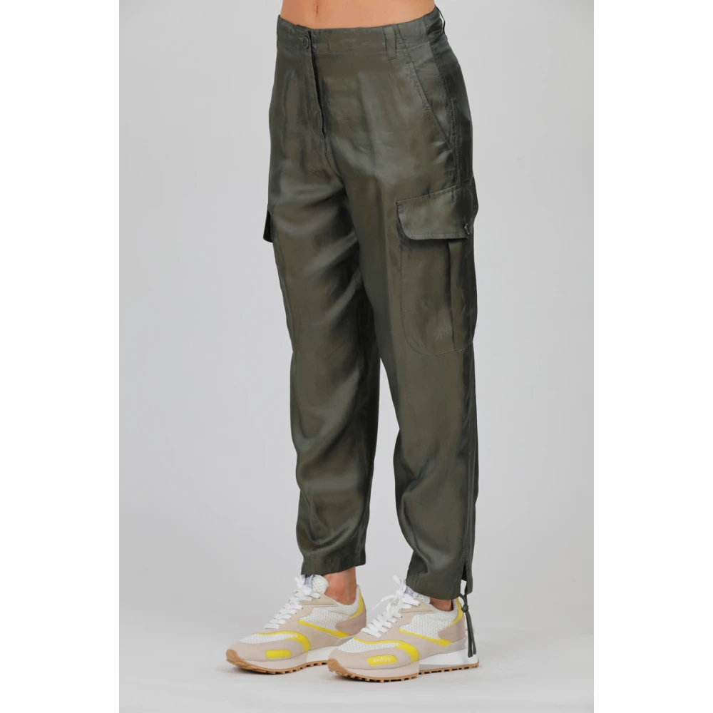 Aspesi Cargo Broek met Trekkoord en Manchetten Green Dames