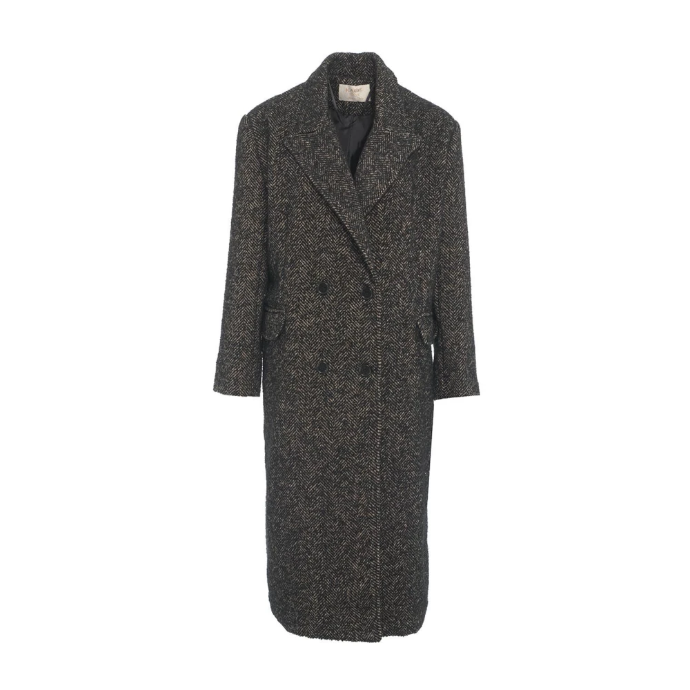 Kaos Bouclé Herringbone Coat Black Dames
