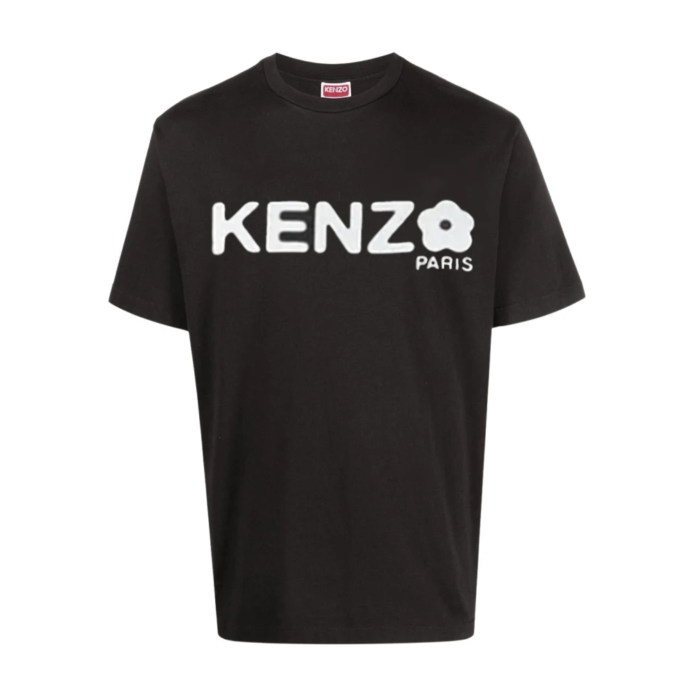 Kenzo Katoen Logo Patch T-Shirt Black Heren