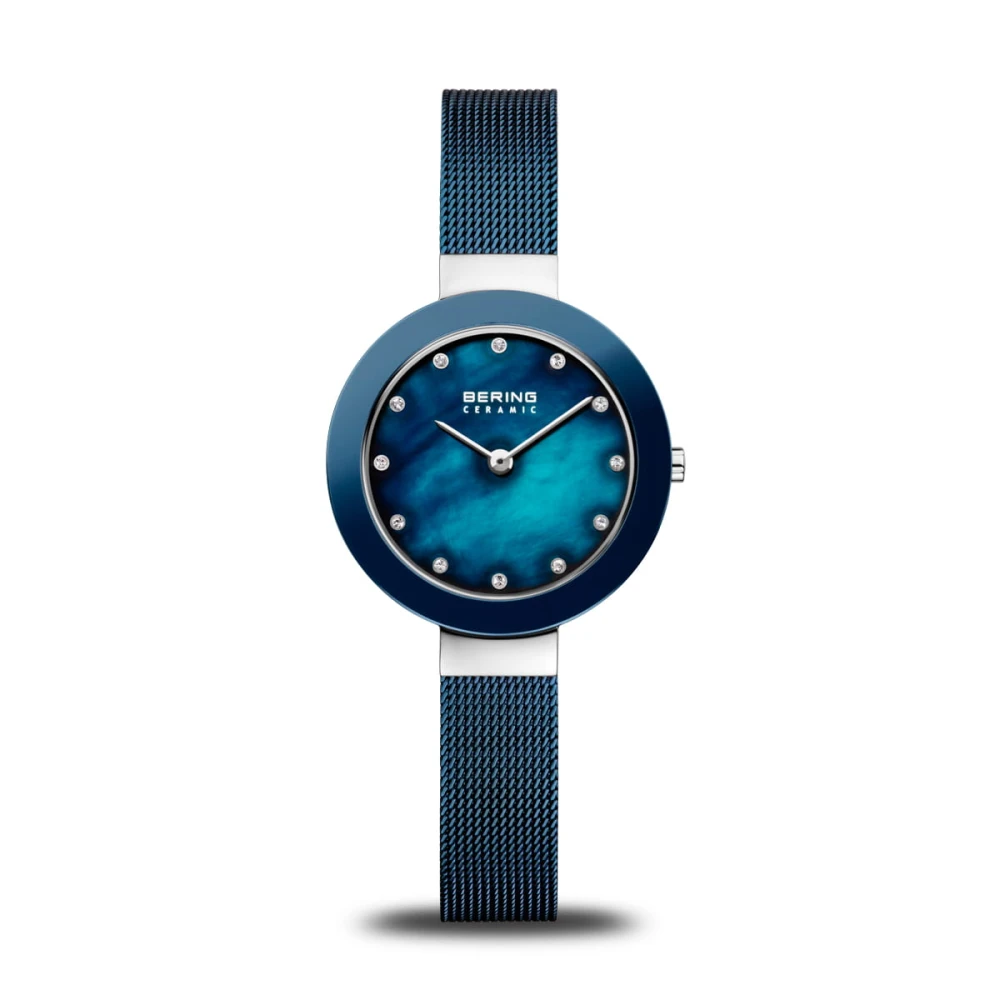 Bering Women's Blue Ceramic Watch 29 Mm Milanese Bracelet 11429-387