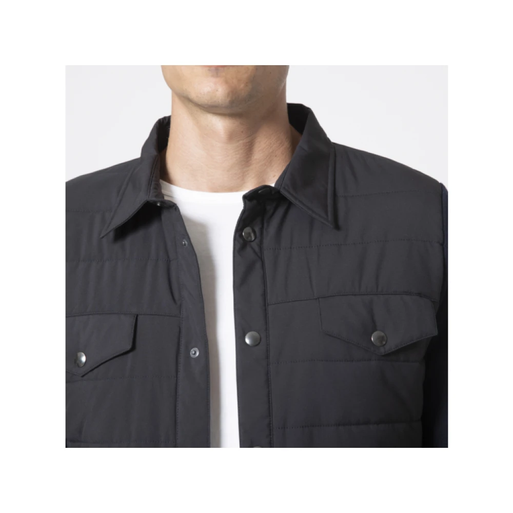 Gran Sasso Navyblauwe Bi-Materiaal Jas Overhemd Black Heren