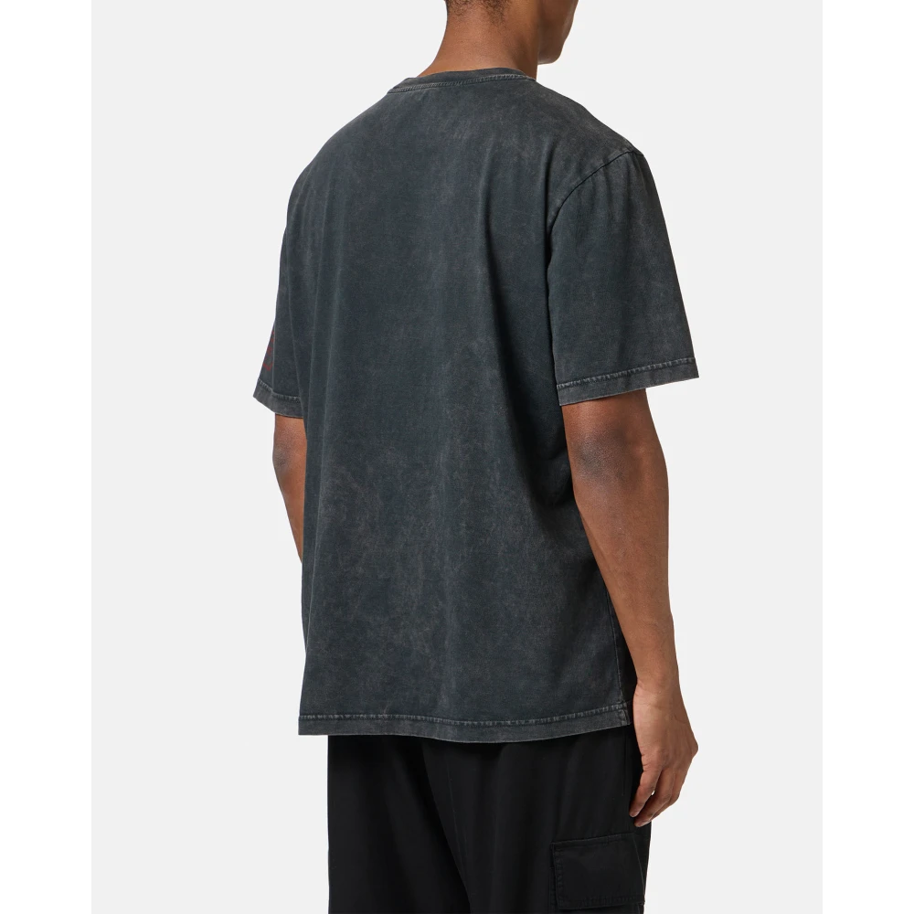 Iceberg Regular-fit Zwarte T-shirt in willekeurig gewassen geverfde katoen met maxi Bear print Black Heren