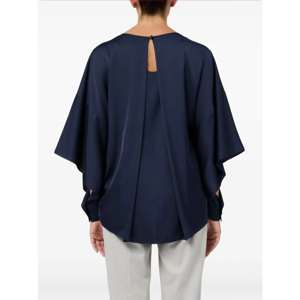 D.Exterior Blauwe Open Mouw Shirt Blue Dames