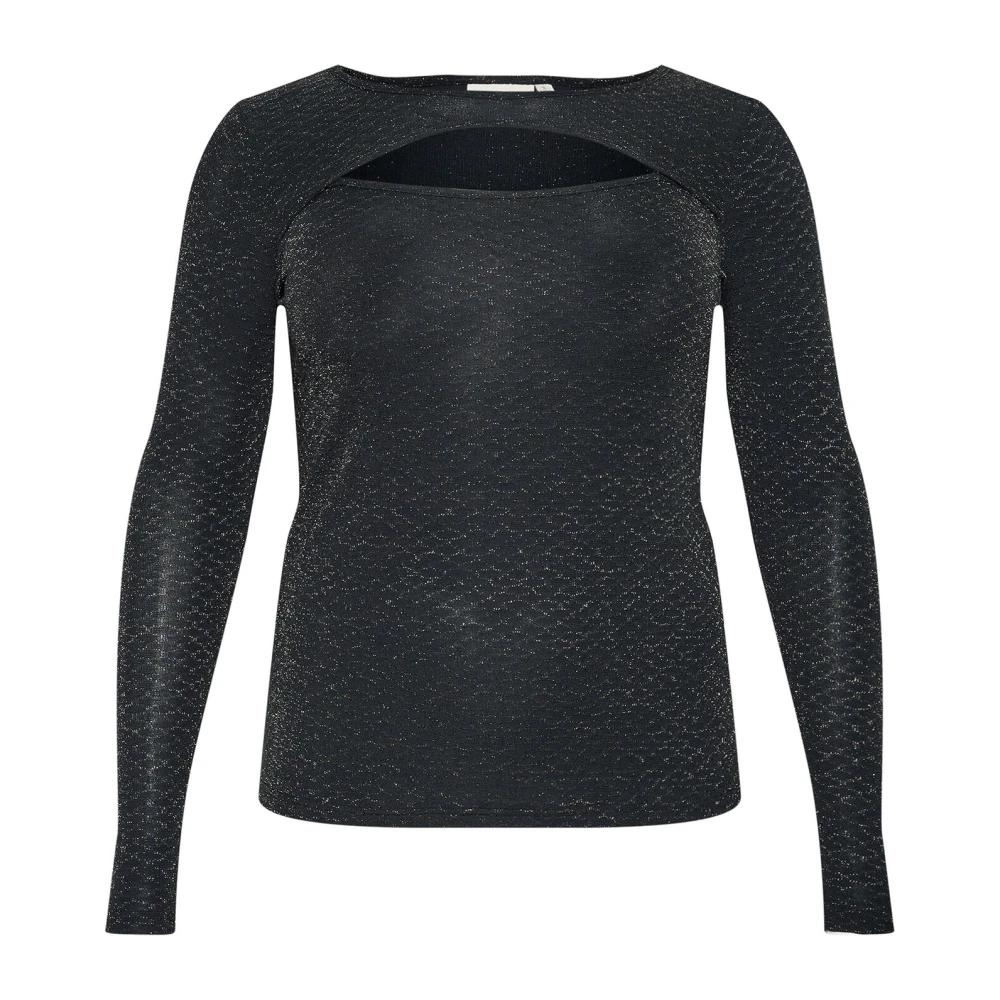 Kaffe Curve Zwart Glitter Jersey Longsleeve Top Black Dames
