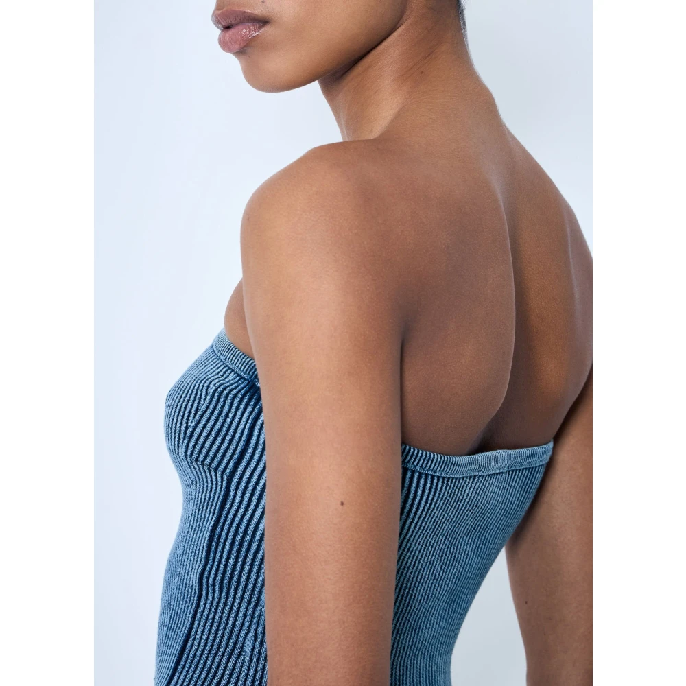 Diesel Rib Bustier met Logo Motif Blue Dames