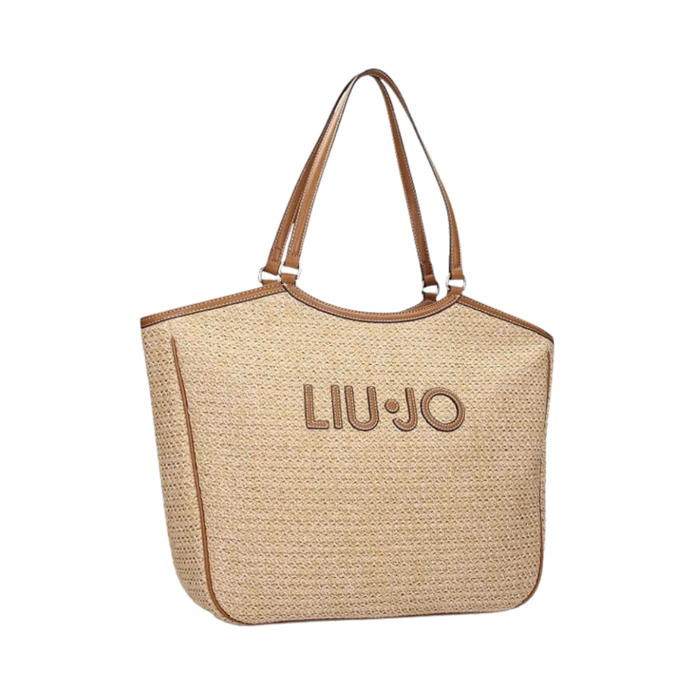 Liu Jo Vrouw Beige Shopper Van Stro-Effect