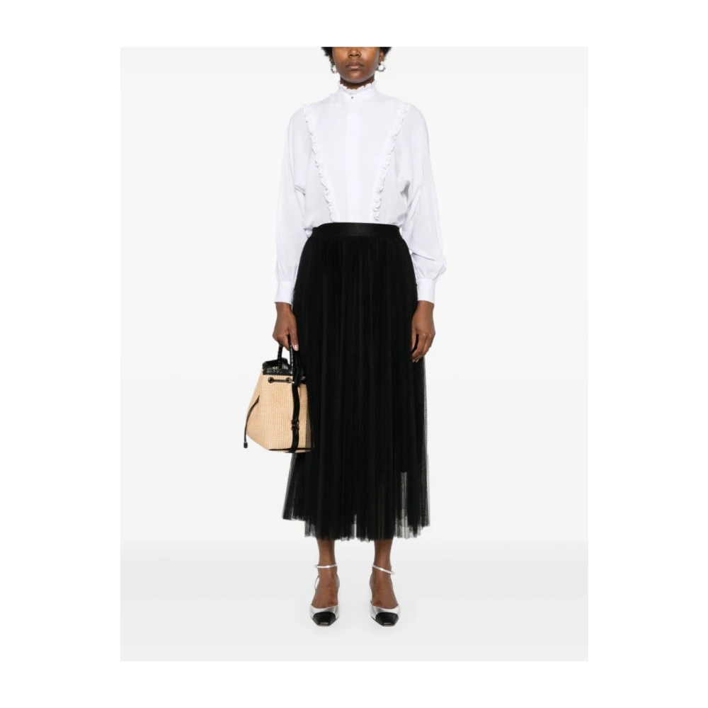 Forte Zwarte Tule Geplooide Rok Black Dames