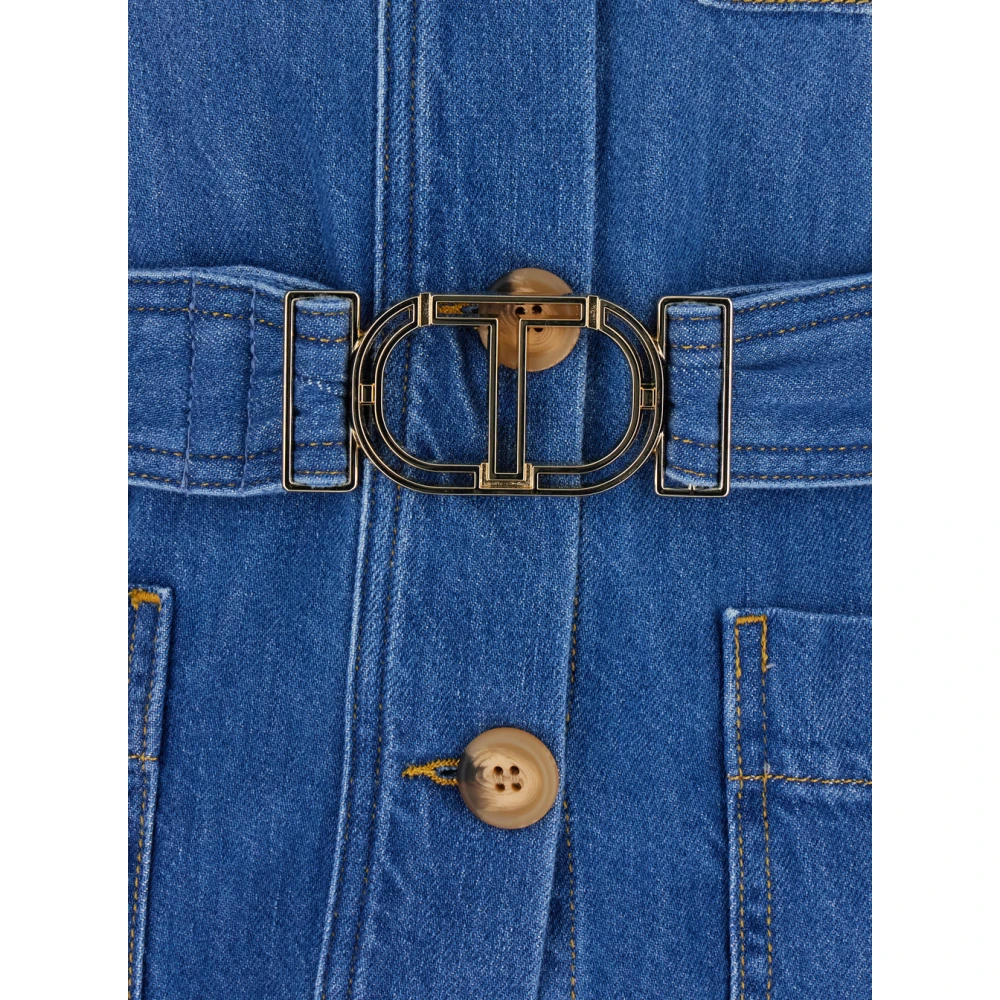 Twinset Blauwe Denim Jack met Zakken Blue Dames
