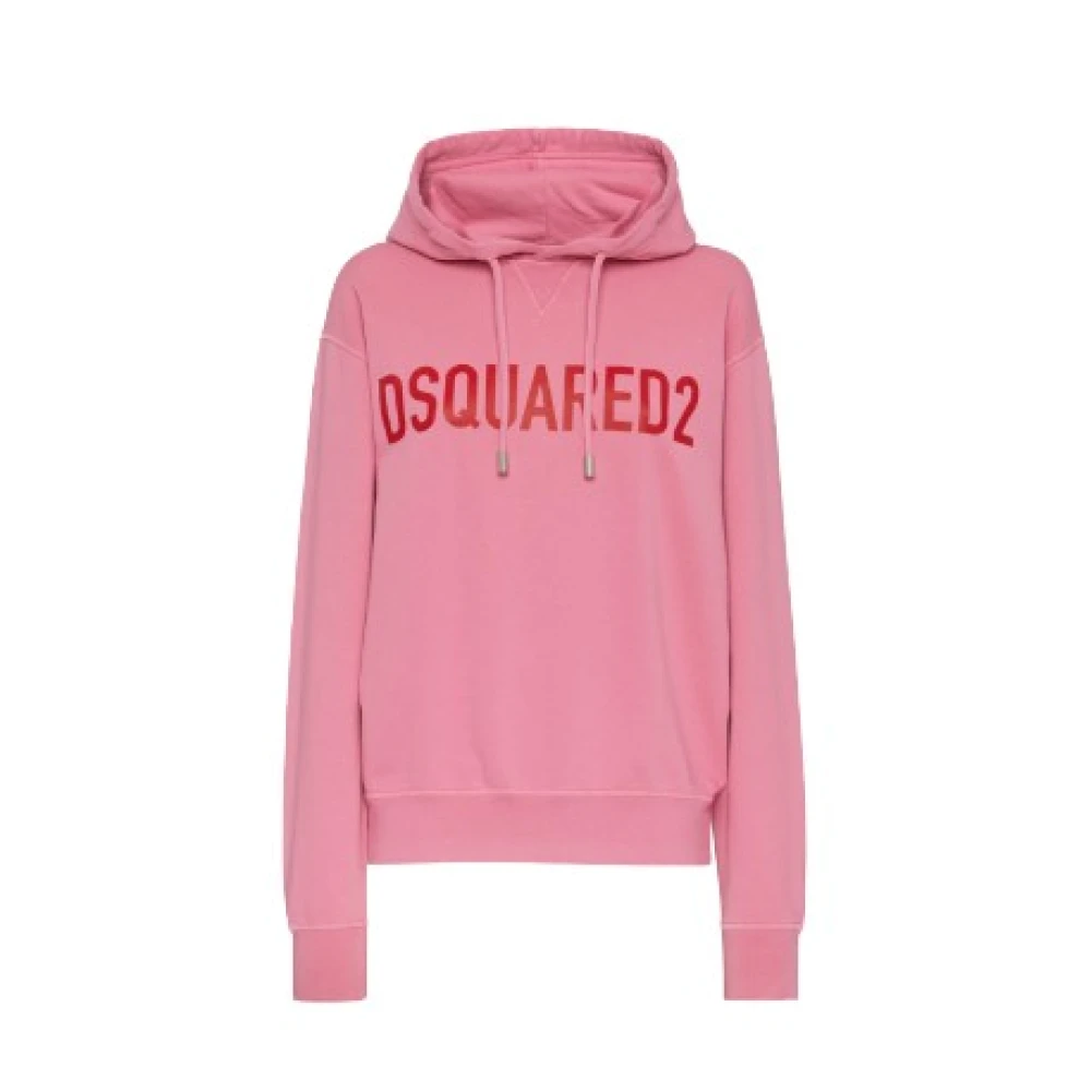 Dsquared2 Women's Pink Hoodie With Iconic Logo - Hoodies - L - Sweatshirts & Hoodies