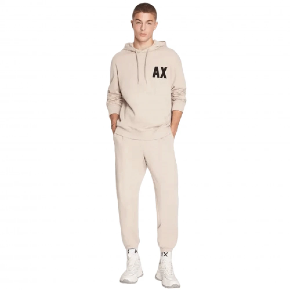 Armani Exchange Beige Heren Sweatshirt met AX Borduursel Beige Heren
