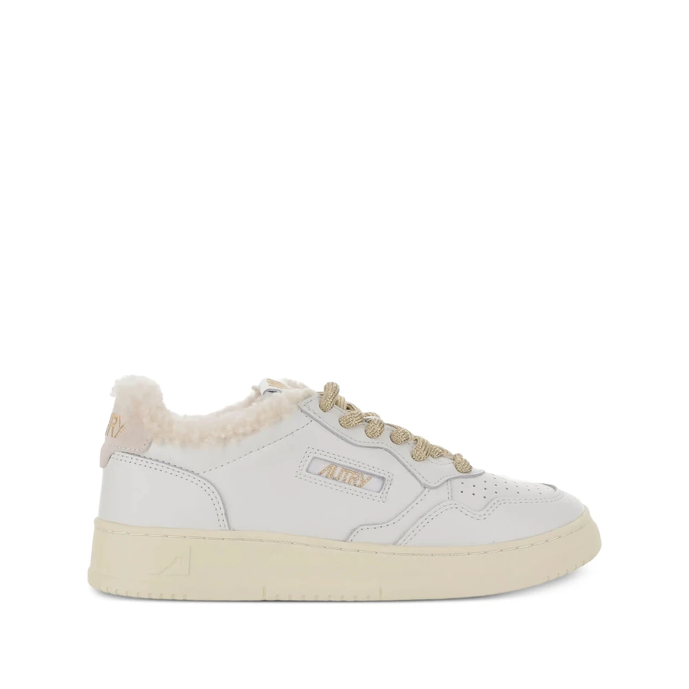 Autry Witte Leren Shearling Trim Sneakers Dames Schoenen