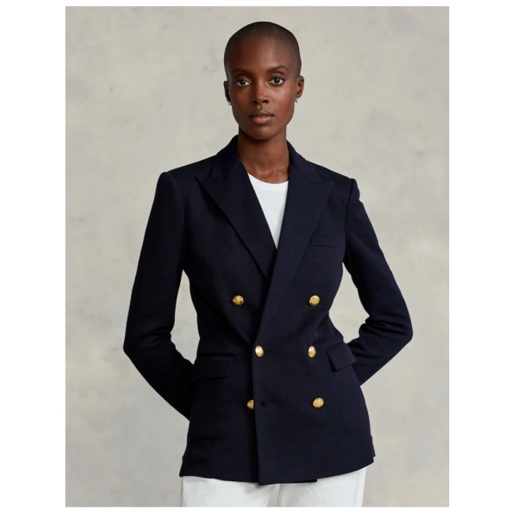 Polo Ralph Lauren Klassieke Getailleerde Blazer van Katoen en Viscose Blue Dames