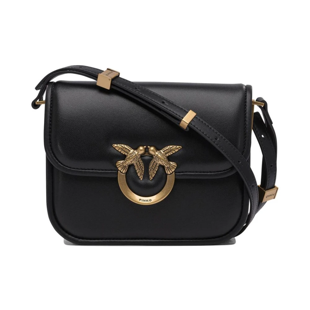 Pinko Femme Noir Sacs, Taille: One Size Love Birds Leather Crossbody Bag