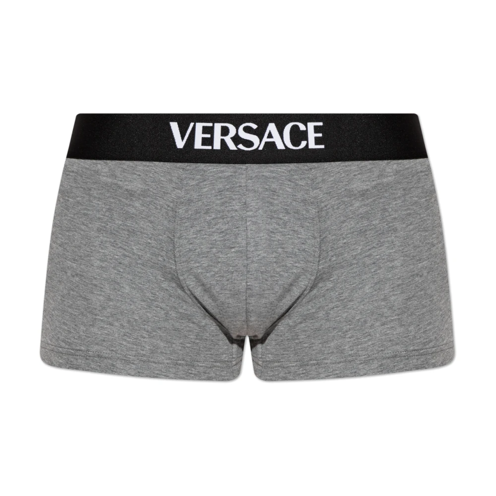 Versace Mannelijk Grijs Ondergoed Heren, 3XL, Katoen, Logo Boxer Briefs