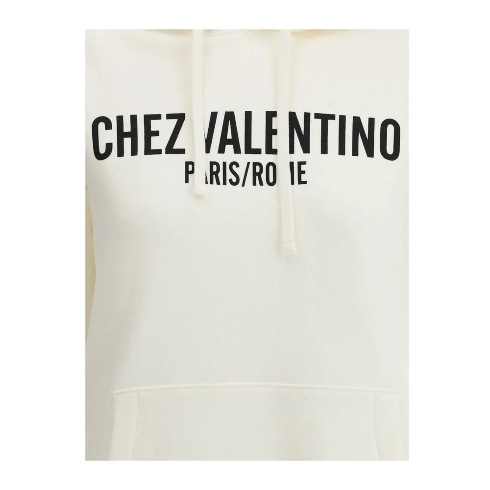 Valentino Maxi Monogram Print Katoenen Hoodie White Dames