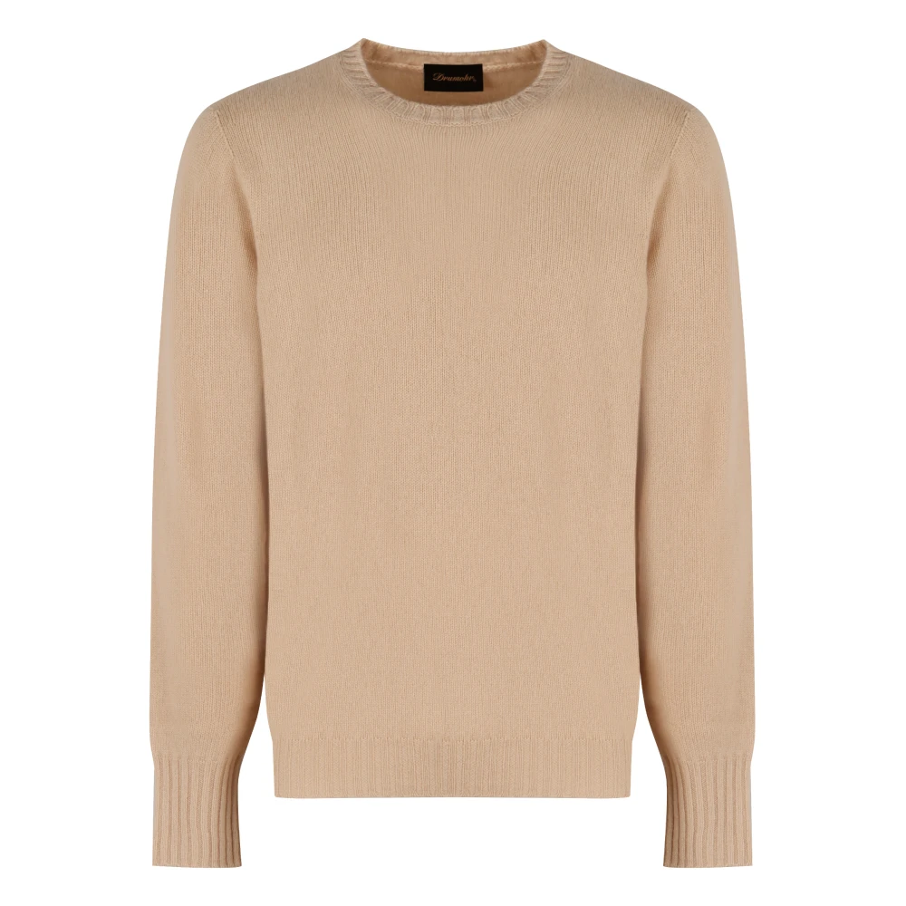 Drumohr Luxe Cashmere Sweater Ribgebreide Randen Beige Heren