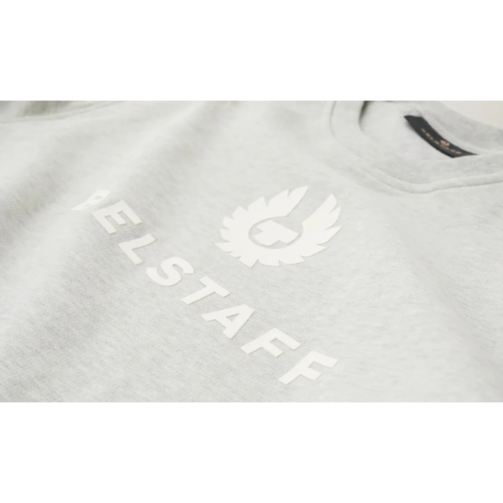 Belstaff Signature Crewneck Sweatshirt met Flock Logo Gray Heren
