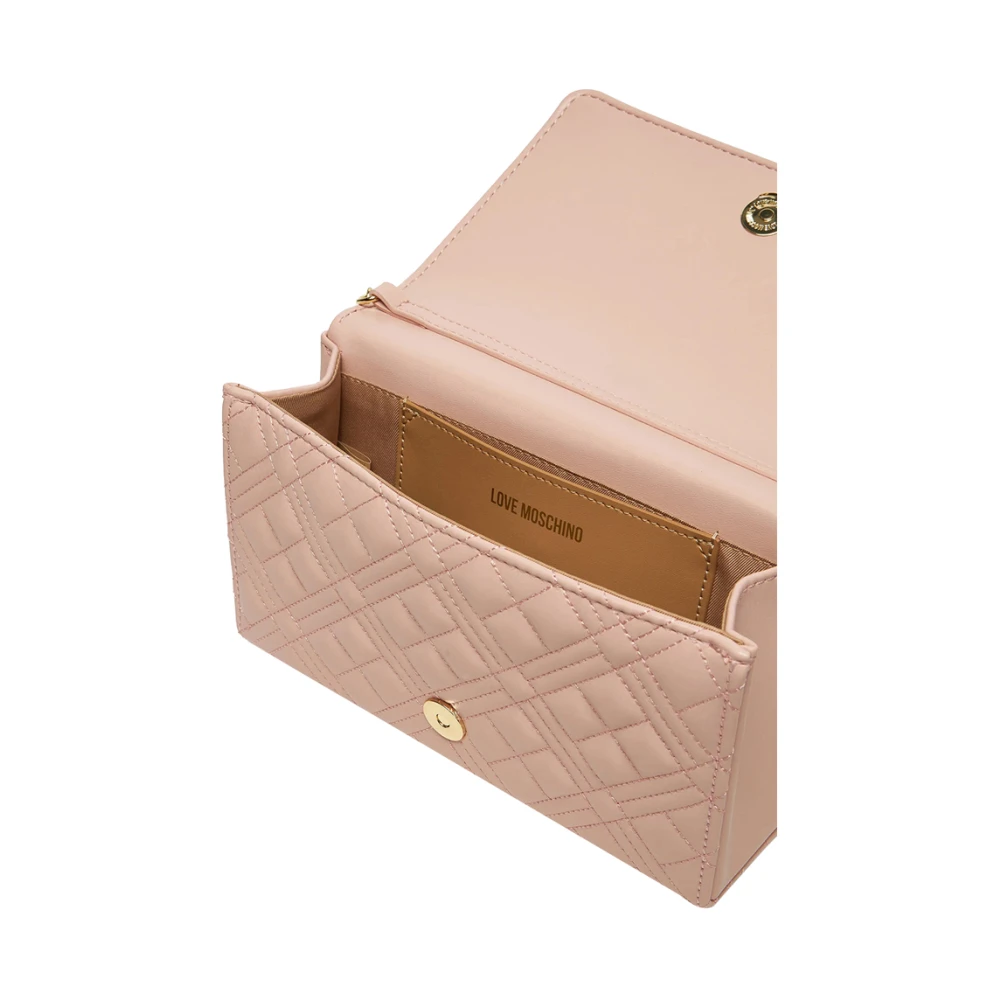Moschino Chique Roze Schoudertas met Gouden Logo Pink Dames