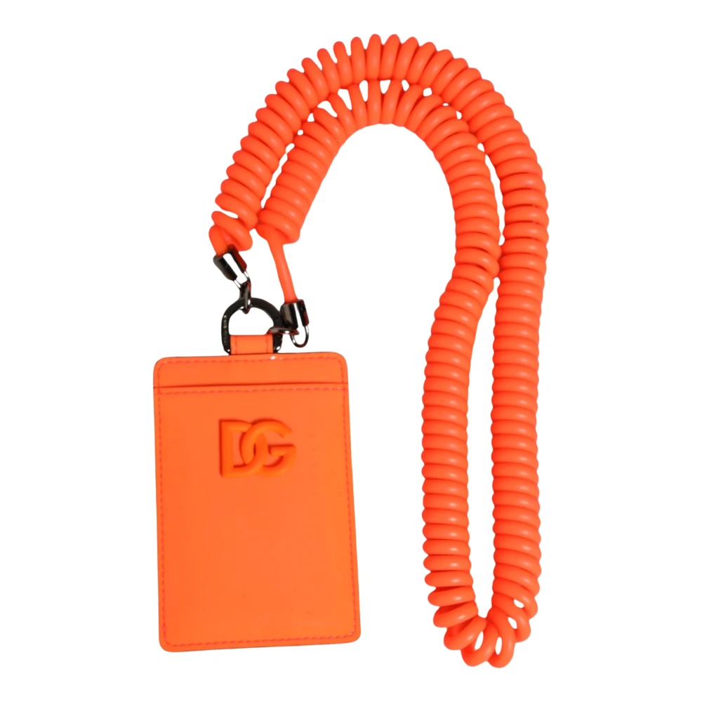 Dolce & Gabbana Unisex Oranje Leren Logo Kaarthouder Portemonnee
