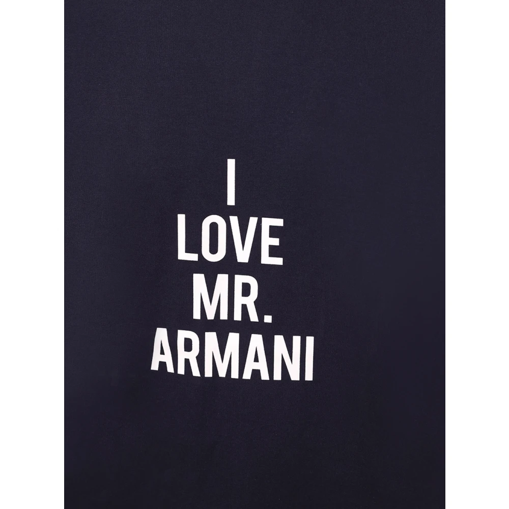 Emporio Armani Blauw Crew-neck T-shirt met Print Blue Heren