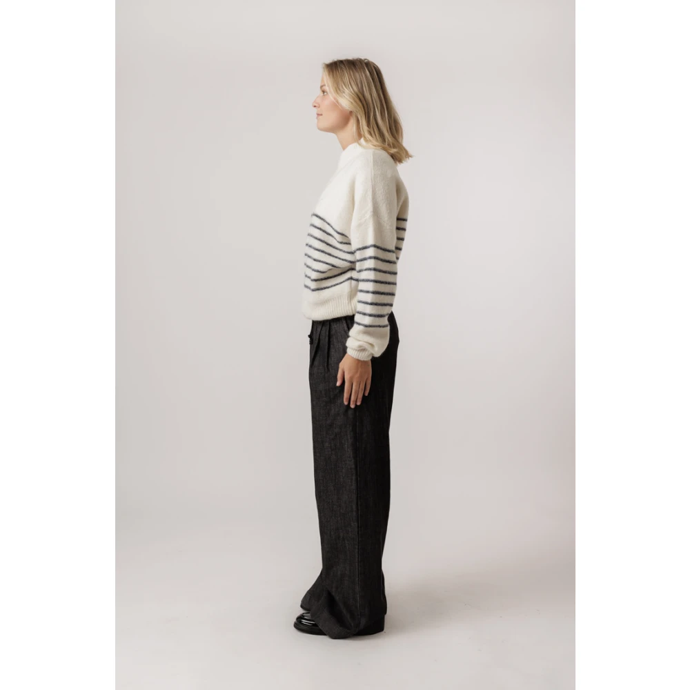By-Bar Gestreepte Oversized Pullover Off White Dames
