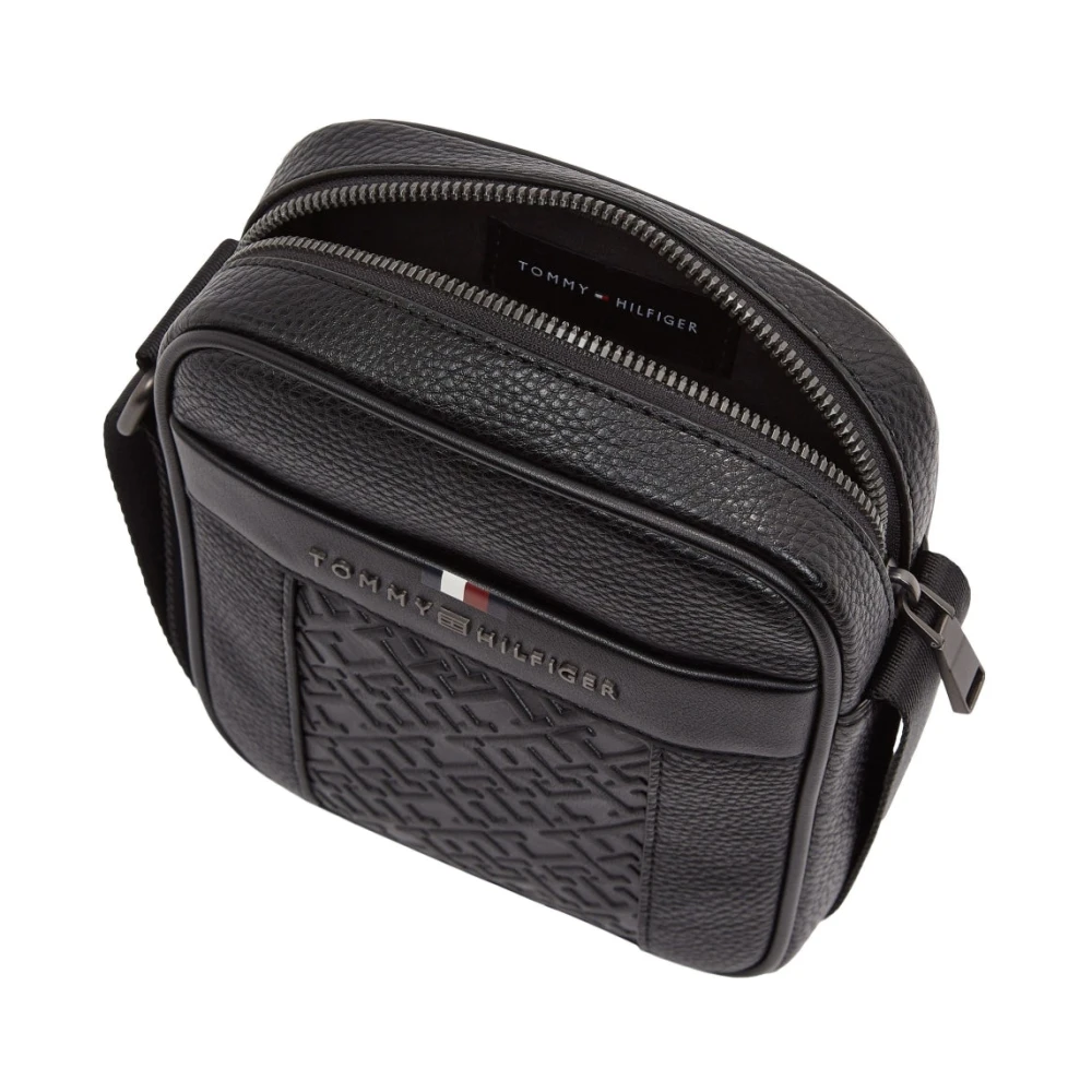 Tommy Hilfiger Zwarte Crossbody Tas Reporter Stijl Black Heren
