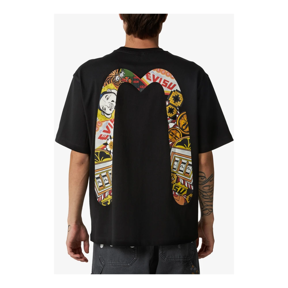 Evisu Zwart Katoen Regular Fit T-Shirt Black Heren