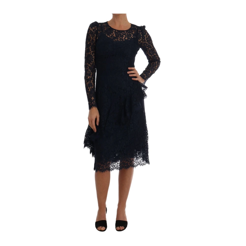 Dolce & Gabbana Women's Black Elegant Floral Lace A-Line Dress