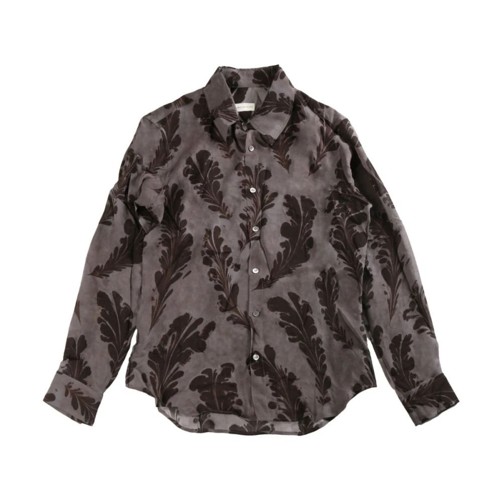 Dries Van Noten Donkergrijze Klassieke Kraag Overhemd Gray Heren