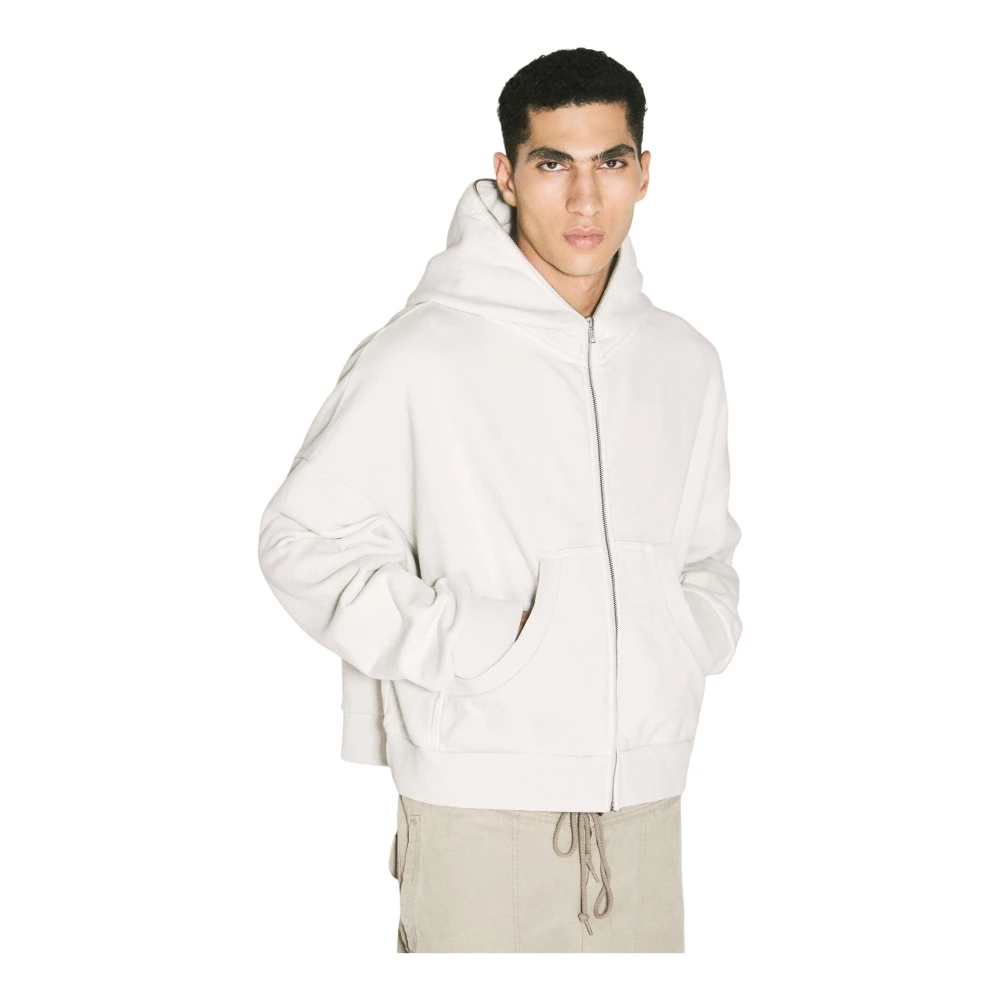 Entire Studios Zip Hooded Sweatshirt Cotton Fleece White Heren