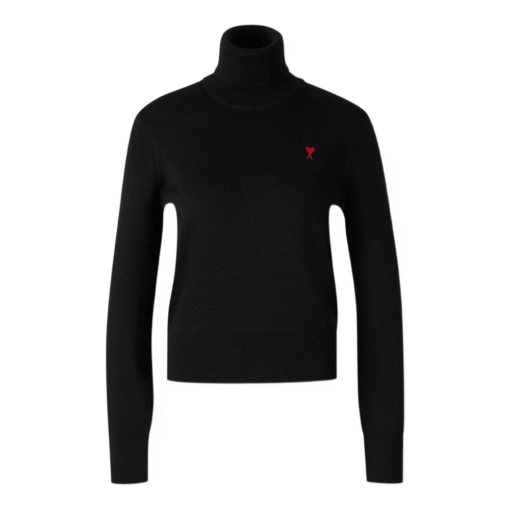 Ami Paris Donna Nero Maglione In Lana Merino