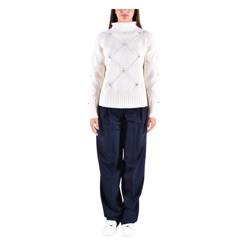 Kangra Women's White Maglia Collo Lupetto - Turtlenecks - Xs - Knitwear