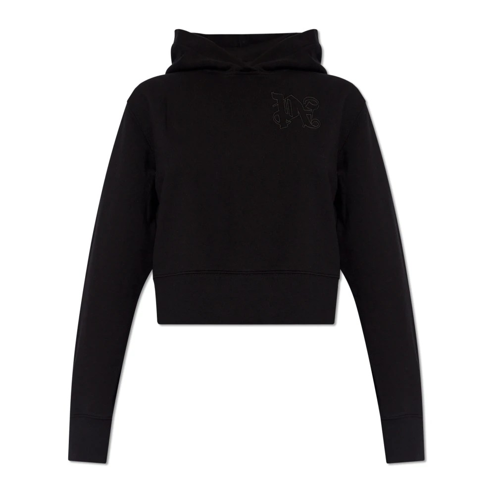 Palm Angels Donna Nero - Felpa Con Cappuccio E Logo - Sweatshirts & Hoodies - S