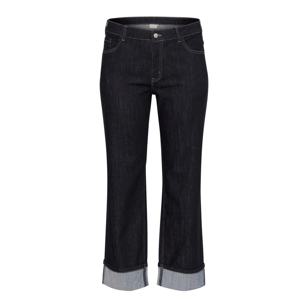 Kaffe Curve Donkerblauwe Denim Straight Leg Jeans Blue Dames