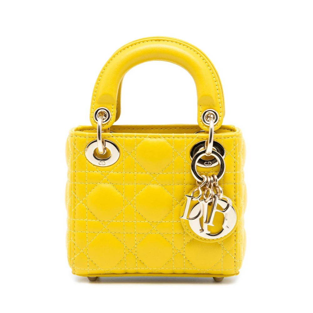 Dior Vintage Women's Yellow Pre-Owned Mini Handbag