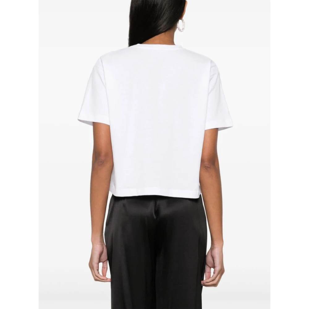 Elisabetta Franchi Cropped Katoenen Jersey Sweater met Charms White Dames