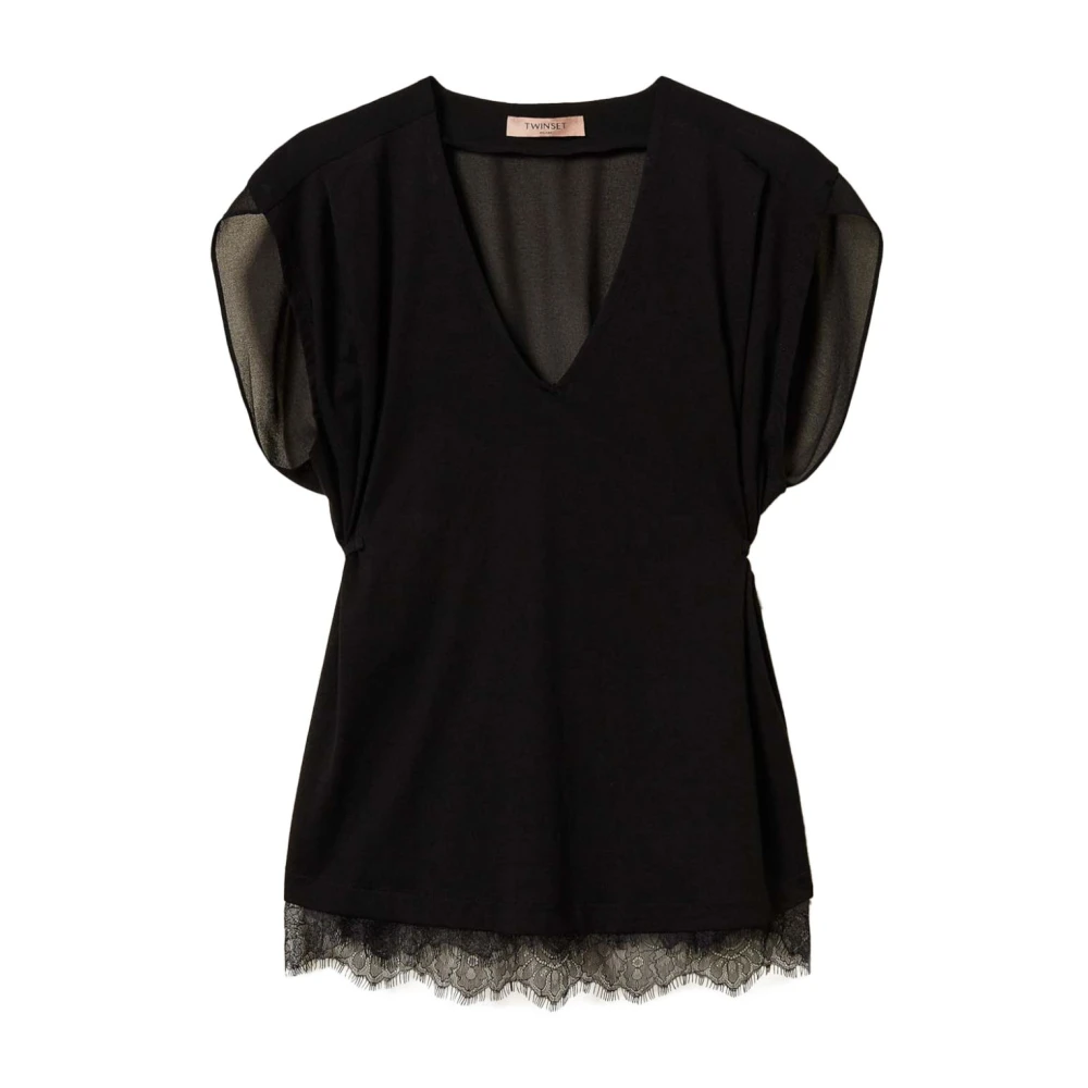 Twinset Women's Black Blouses, Xl, Topwear For