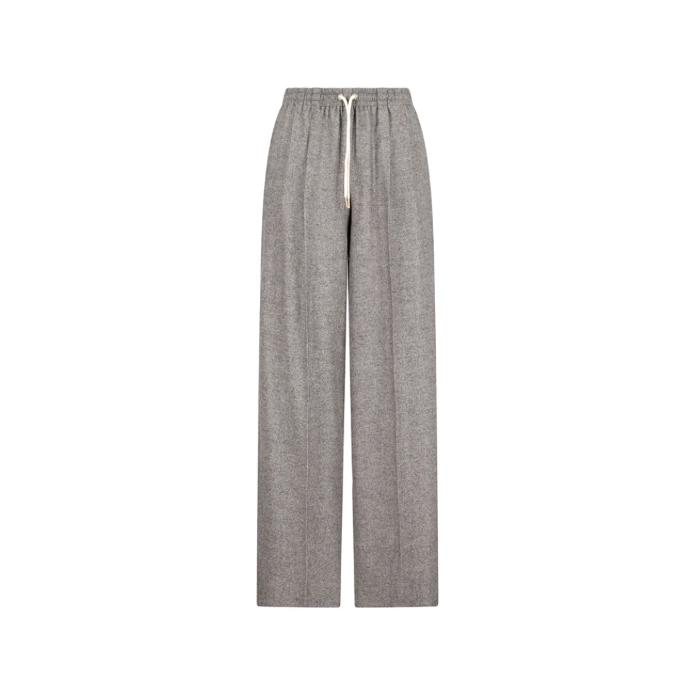 Celine Women's Gray Drawstring Trousers In Cashmere Flannel - Straight Trousers - 2XS - Trousers