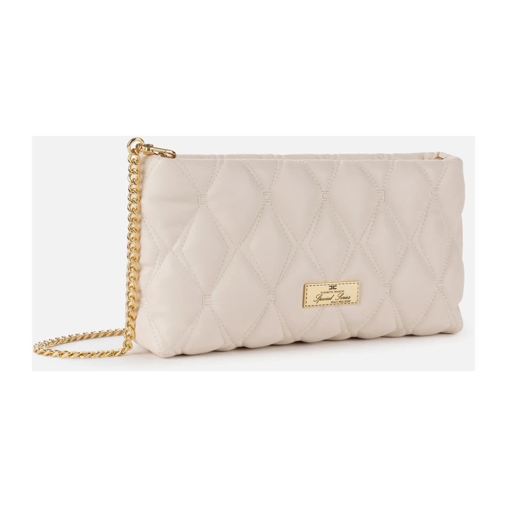 Elisabetta Franchi Geëmbosseerde Stoffen Clutch met Gouden Logo Pink Dames