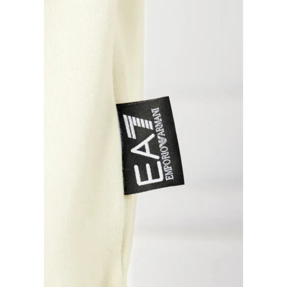 Emporio Armani EA7 Witkap Grijs Full-Zip Hoodie Sweater Beige Heren