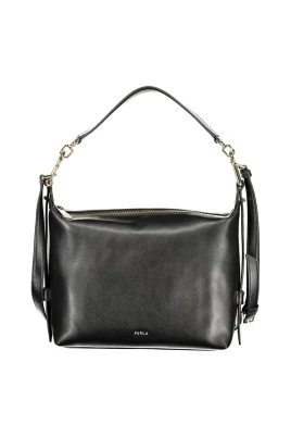 Elegant läderhandväska med guldfärgade detaljer