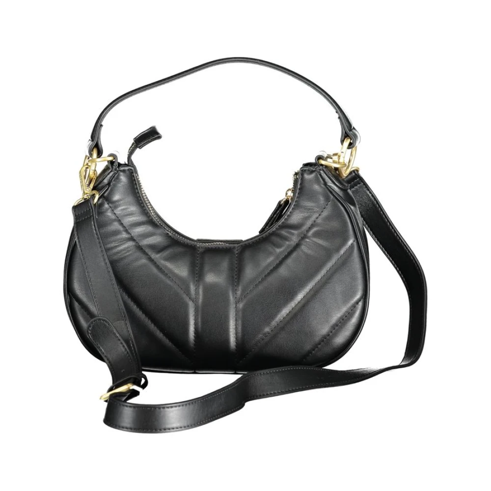 Valentino by Mario Valentino Zwarte polyethyleen handtas met afneembare schouderband en rits Black Dames